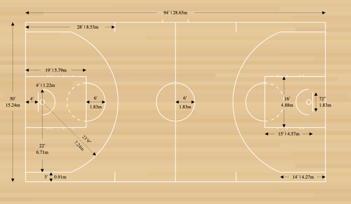 NBA Court Color Labels 1 - Memahami Dimensi Lapangan Basket untuk Pemahaman Permainan